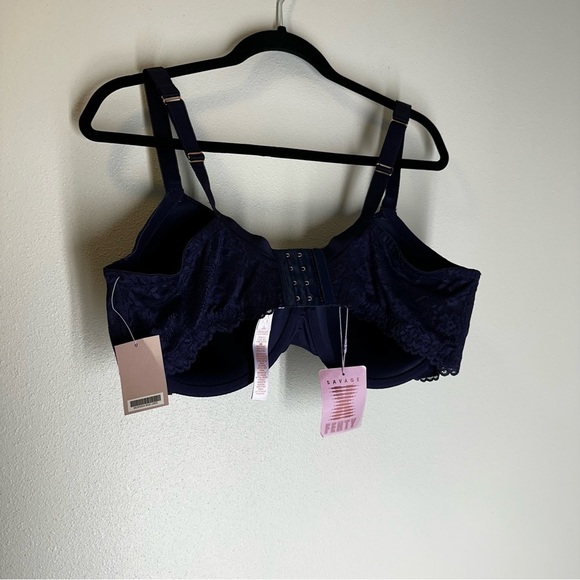 Savage x Fenty Allover Lace Bra Floral Deep Navy Adjustable Size 42DDD Women’s - Picture 6 of 12